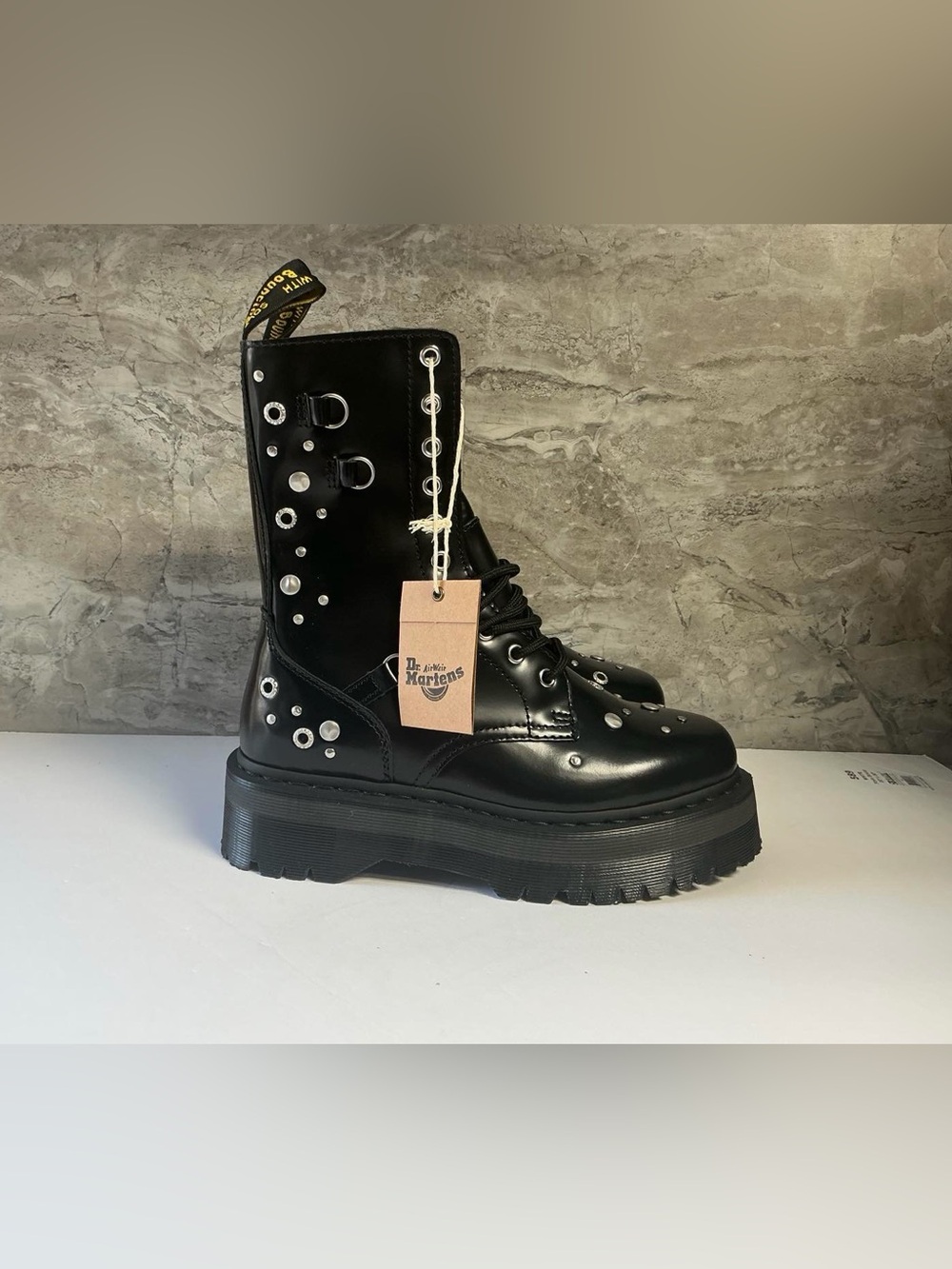 Dr. Martens JADON HI STUDDED BUTTERO LEATHER PLATFORM BOOTS - Picture 11 of 12